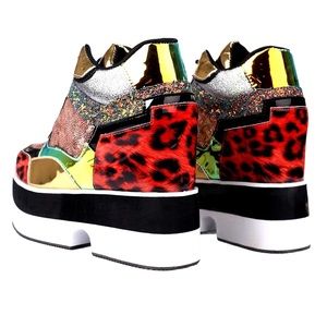 Sequin & Animal Print High Top Sneakers